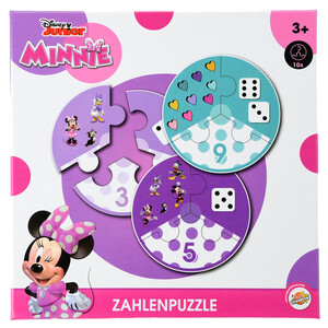 Minnie Maus Zahlenpuzzle mit 10 Puzzle WEISS / LILA