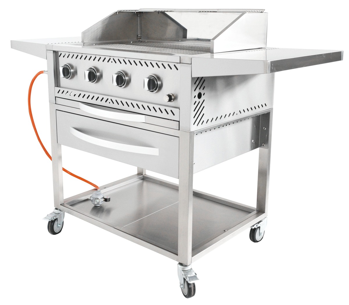 METRO Professional Gasgrill mit Plancha 4Brenner, Edelstahl, 146 x 70