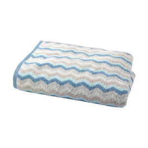 Handtuch mit Zick-Zack-Muster BLAU / GRAU / WEISS