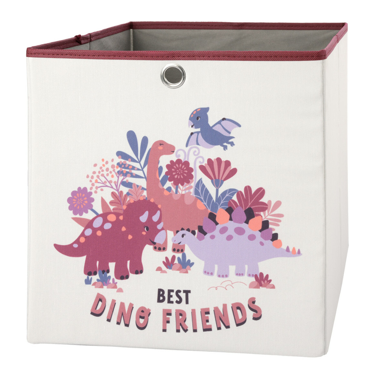 Bild 1 von Große Aufbewahrungsbox mit Dino-Motiv WEISS / DUNKELROSA / ROSA