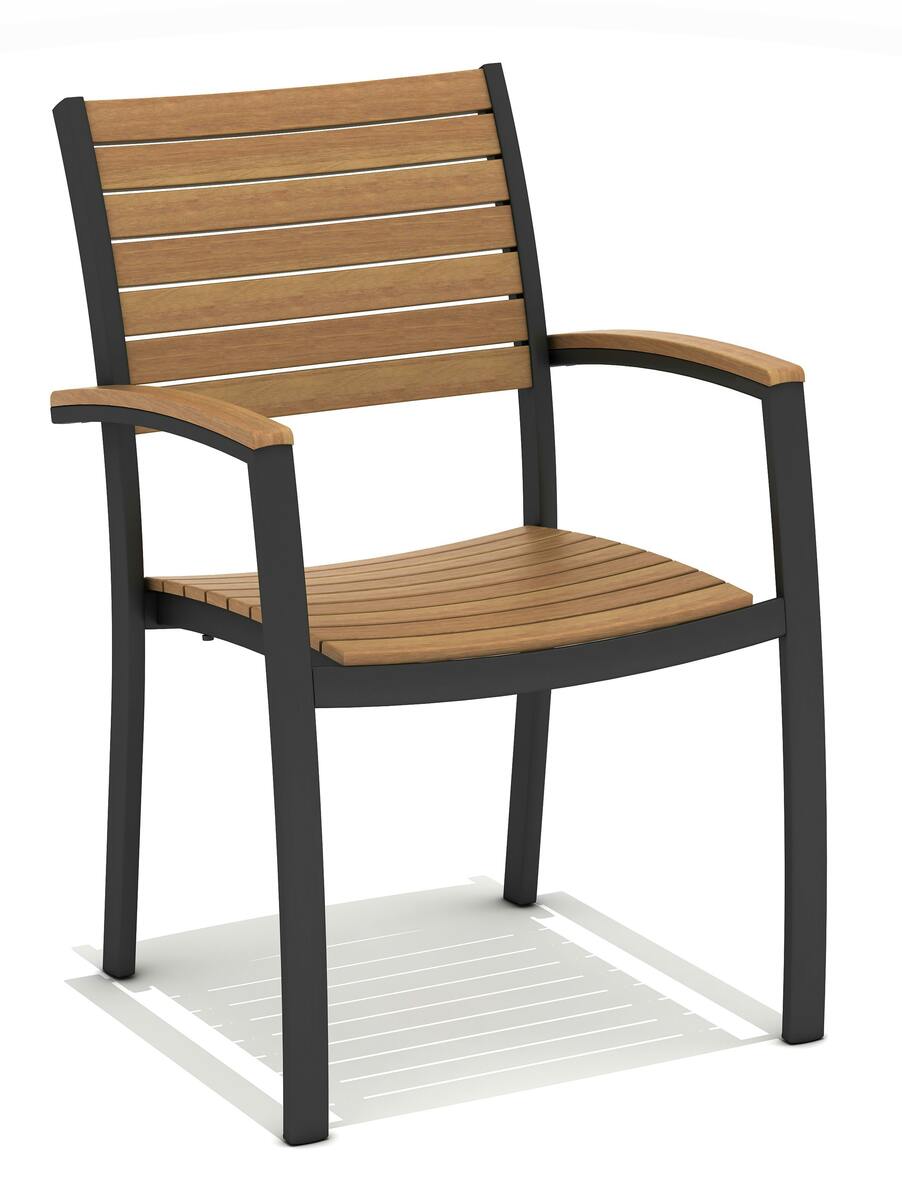 Bild 1 von METRO Professional Stapelstuhl Lynx, Aluminium / Eukalyptusholz, 60 x 58 x 88 cm, komplett überzogene Armlehnen, schwarz