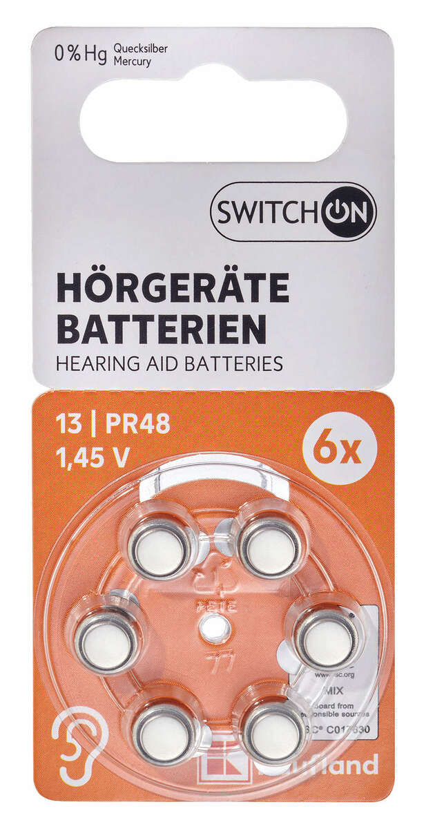 Bild 1 von SWITCH ON® Hörgeräte-Batterien PR48