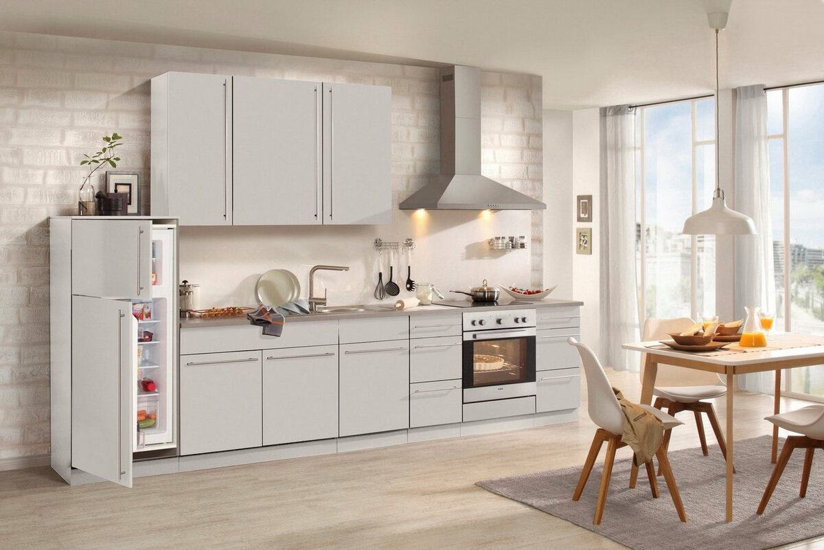 Bild 1 von Wiho Küchen Spülenschrank Chicago 100 cm breit, inkl. Einbauspüle aus Edelstahl, Beige|grau