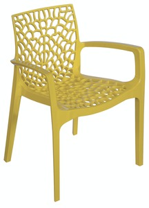 Glänzender Gruvyer-Sessel aus hochwertigem Polypropylen, stapelbar in gelb. Marke Grandsoleil. 56,5x55x81
