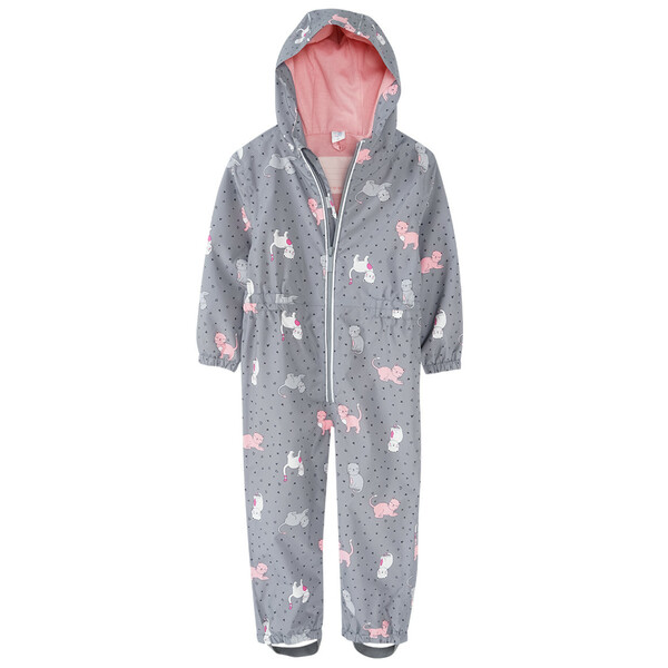 Bild 1 von Mädchen Regenoverall mit Katzen-Allover GRAU