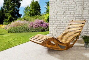 HC Garten & Freizeit Ergonomische Schwungliege Saunaliege aus Akazienholz, klappbar - FSC® zertifizi