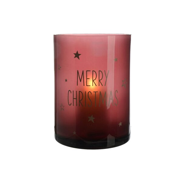 Bild 1 von XL Windlicht Merry Christmas, Glas, D:18cm x H:24cm, brombeer