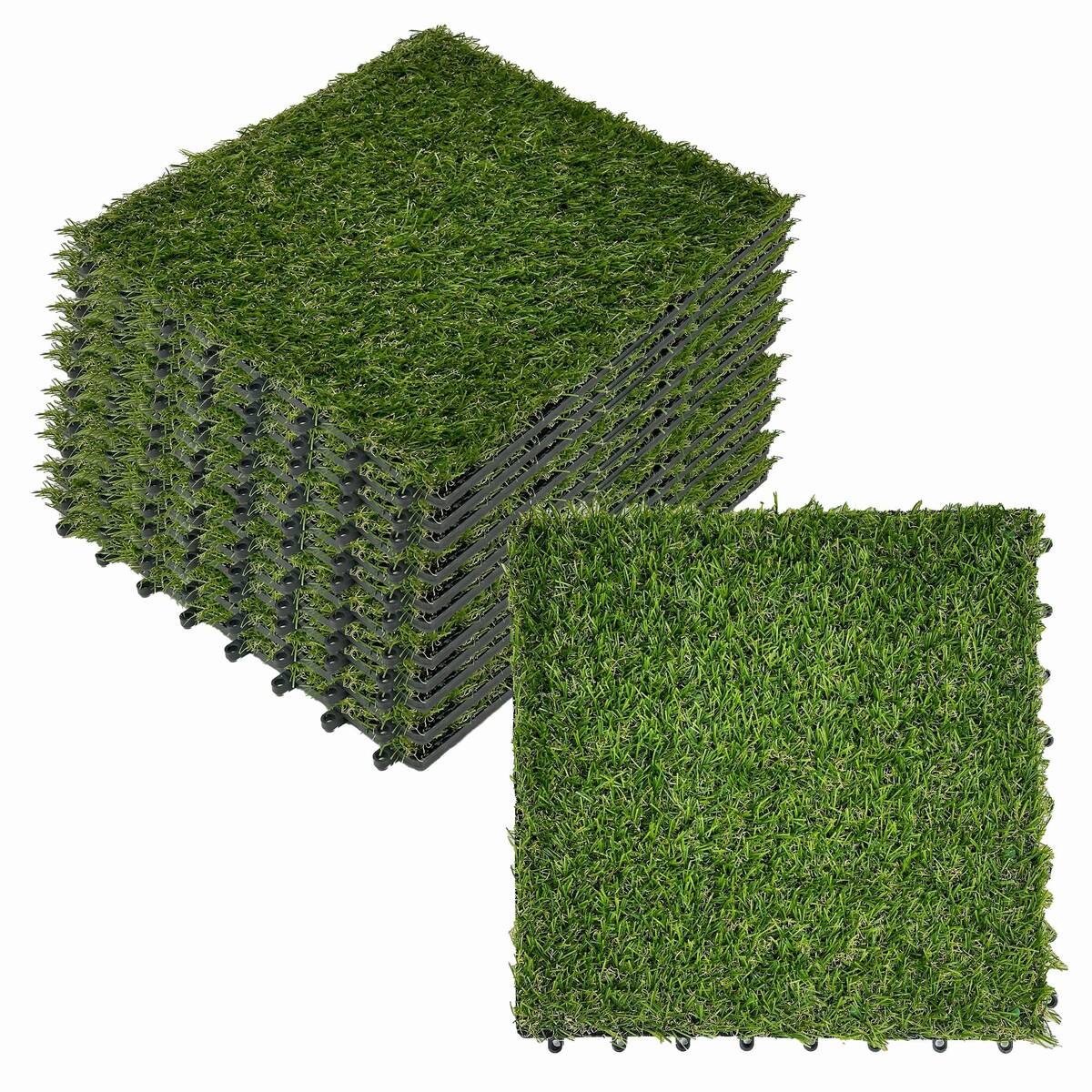 Bild 2 von HC Garten & Freizeit WPC-Fliesen Kunstrasen, ca. 32 x 32 x 23 cm