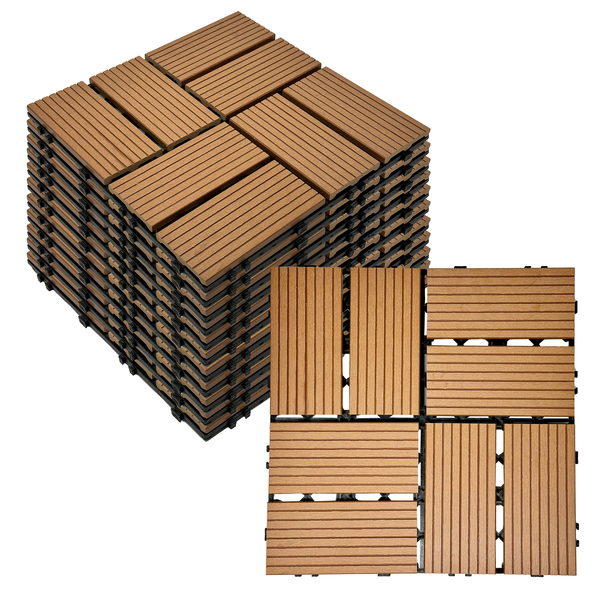 Bild 2 von HC Garten & Freizeit WPC-Fliesen hellbraun, ca. 32 x 32 x 23 cm