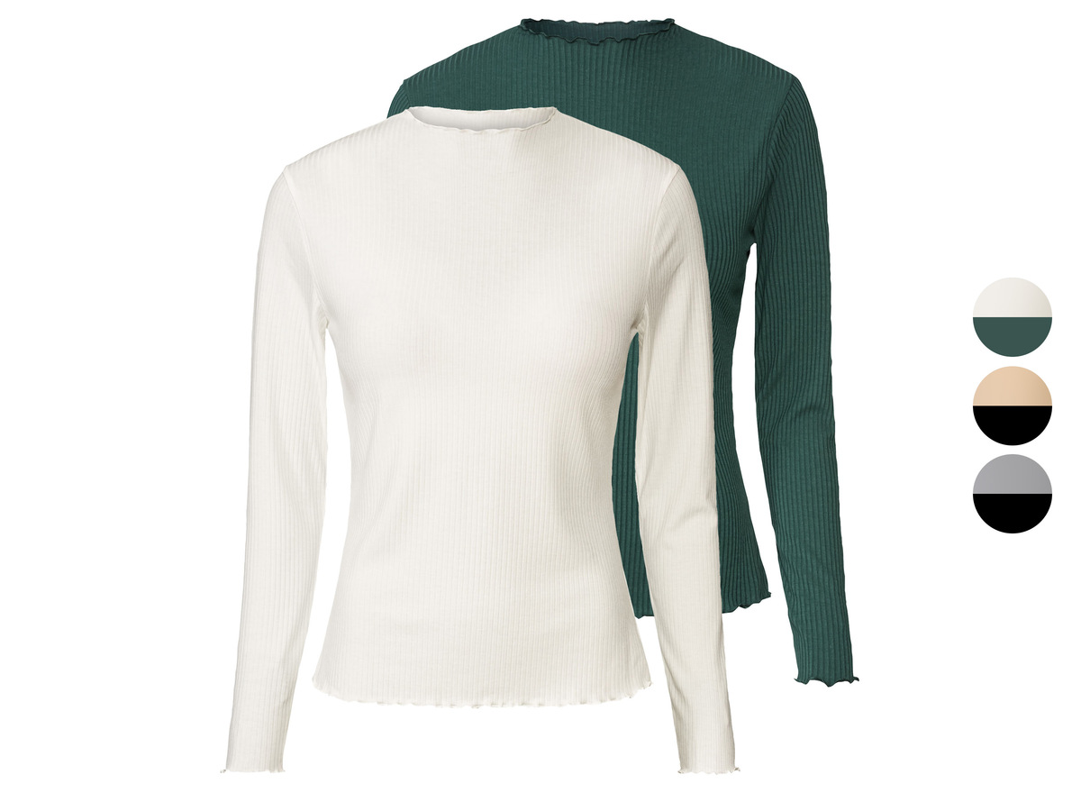 Bild 1 von esmara® Damen Langarmshirts, 2 Stück, aus Ripp-Qualität