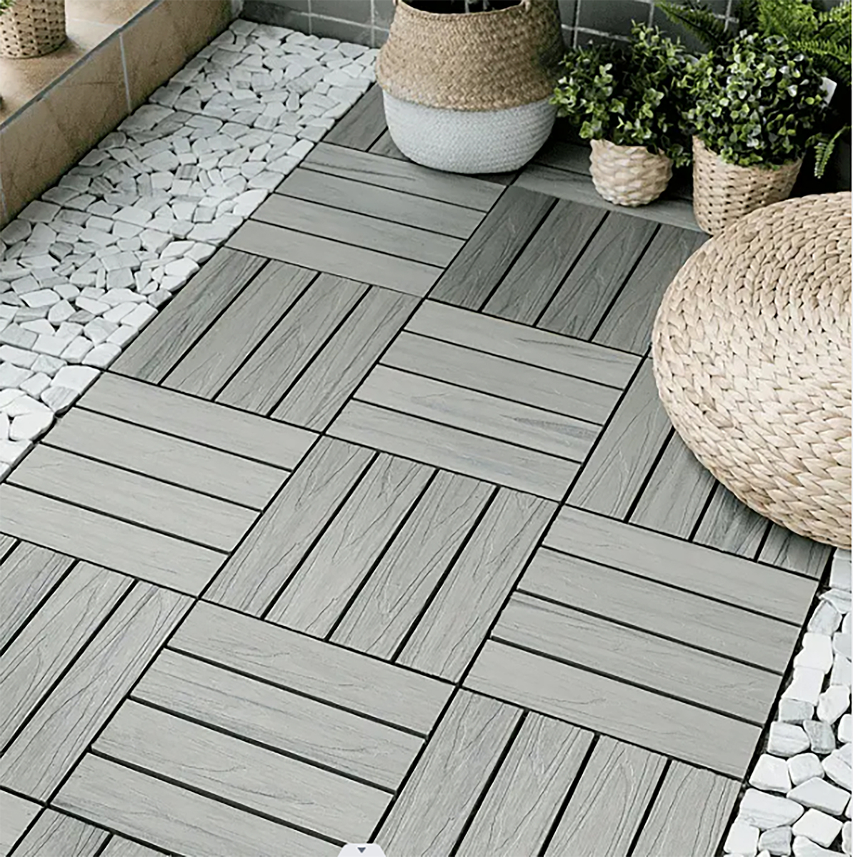 Bild 3 von HC Garten & Freizeit WPC-Fliesen Anthrazit, ca. 32 x 32 x 23 cm