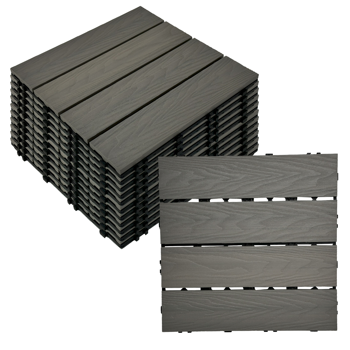 Bild 2 von HC Garten & Freizeit WPC-Fliesen Anthrazit, ca. 32 x 32 x 23 cm