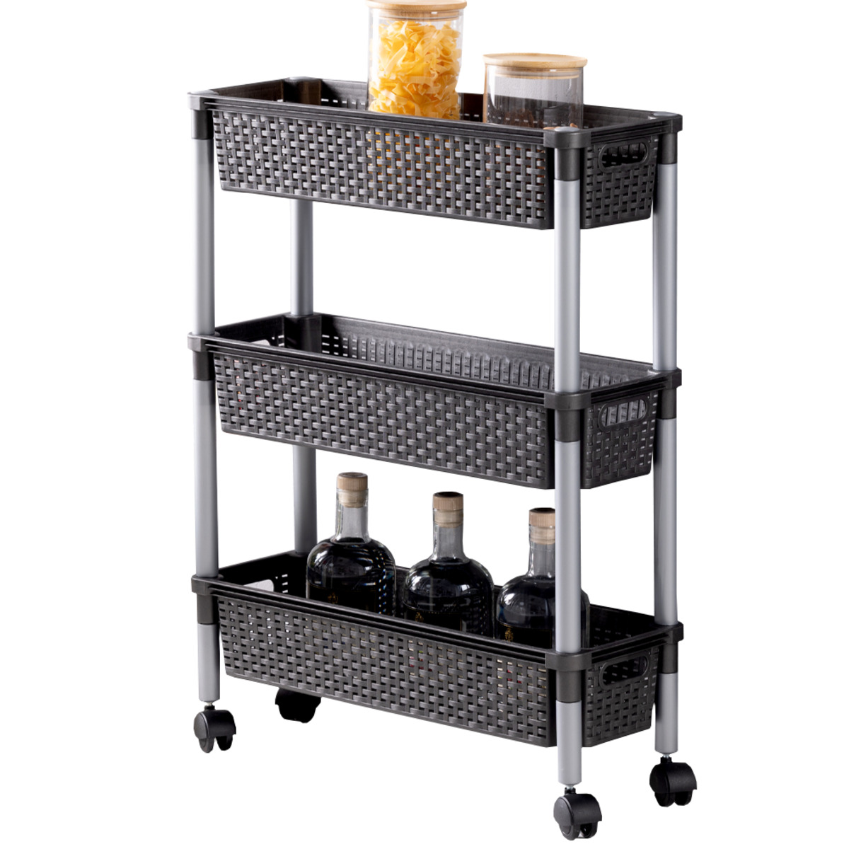 Bild 1 von TOPTEX ORDNUNG Roll- und Beistellwagen in Rattanoptik anthrazit