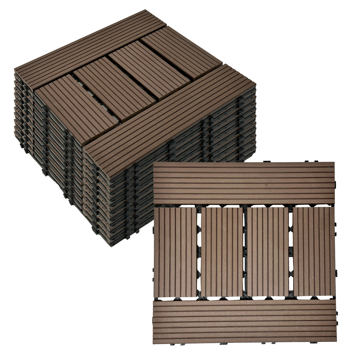 Bild 2 von HC Garten & Freizeit WPC-Fliesen Braun, ca. 32 x 32 x 23 cm
