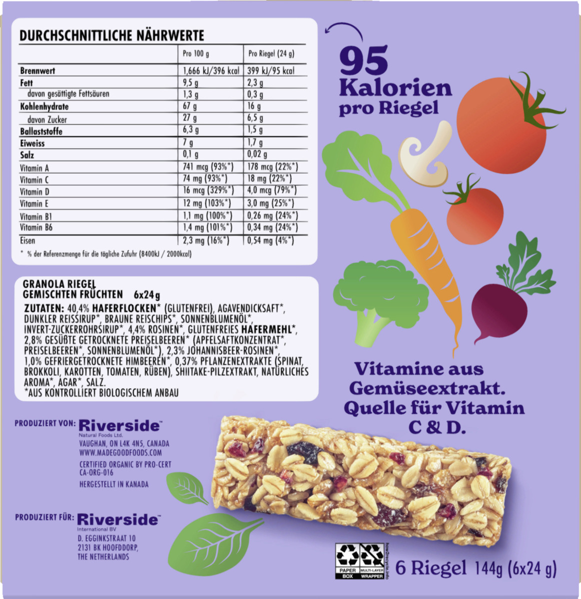 Bild 4 von MadeGood Bio Gemischte Früchte Granola Riegel