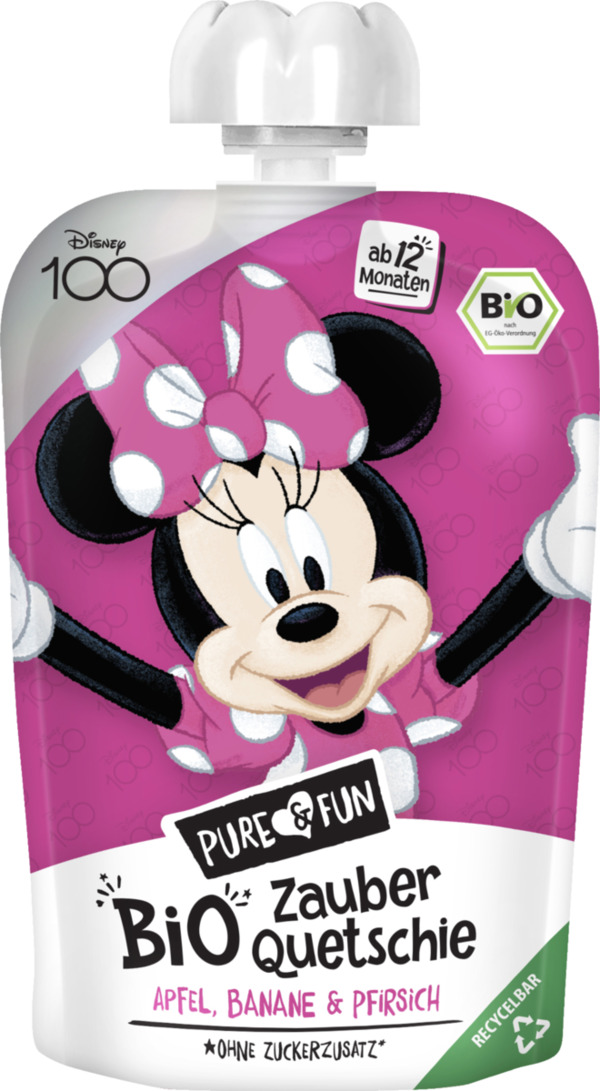 Bild 1 von Pure&Fun Bio Zauber Quetschie Minnie Apfel, Banane & Pfirsich