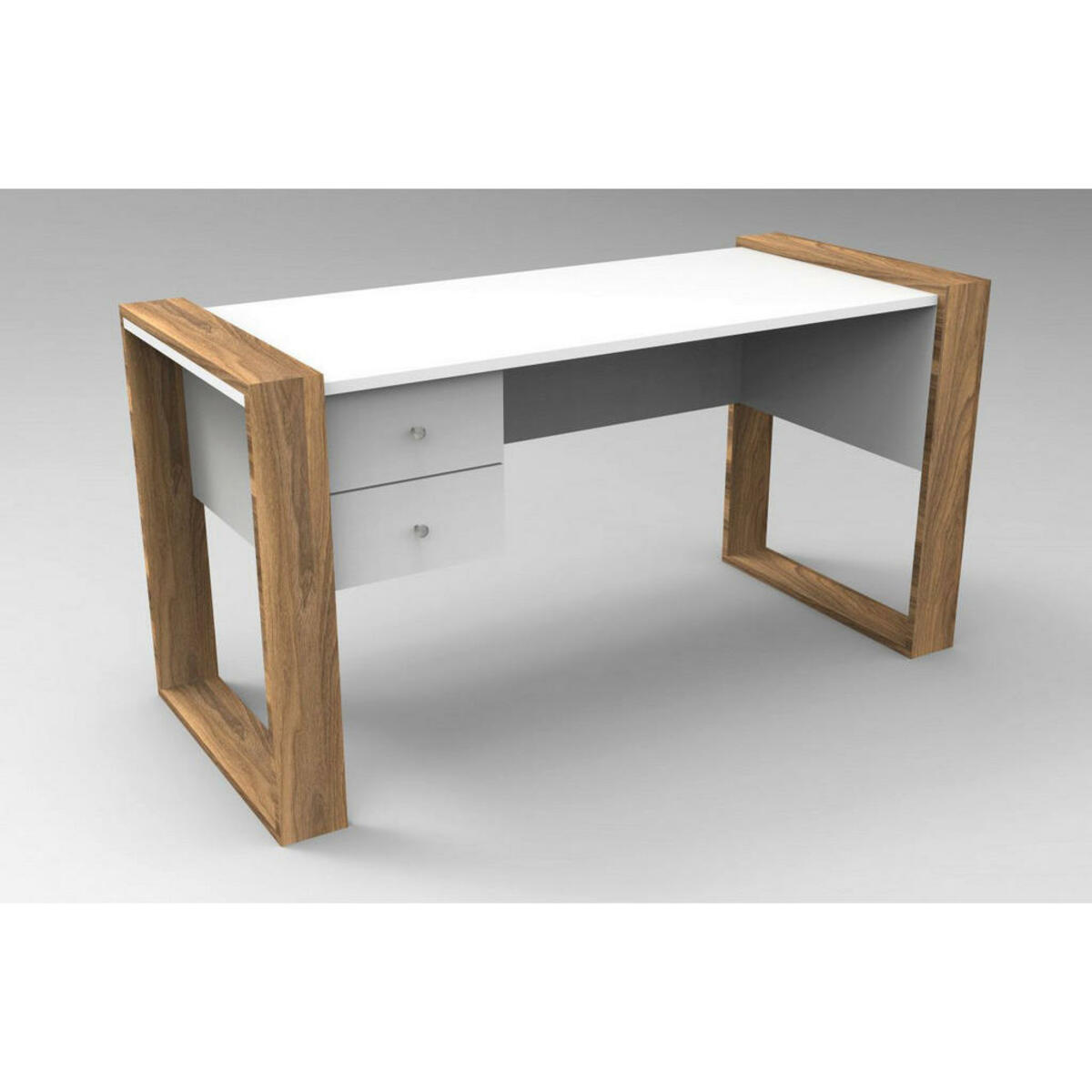 Bild 1 von Schreibtisch Lord weiß walnuss Nachbildung B/H/T: ca. 160x75x60 cm