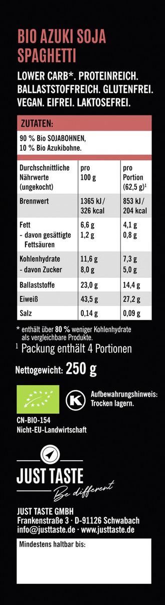 Bild 2 von Just Taste Bio Azuki Soja Spaghetti