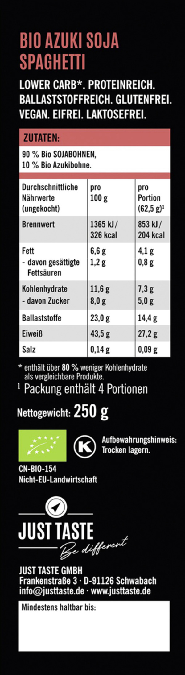 Bild 2 von Just Taste Bio Azuki Soja Spaghetti