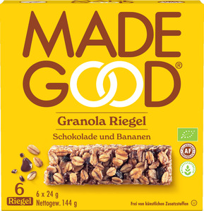 MadeGood Bio Granola Riegel Schokolade und Bananen