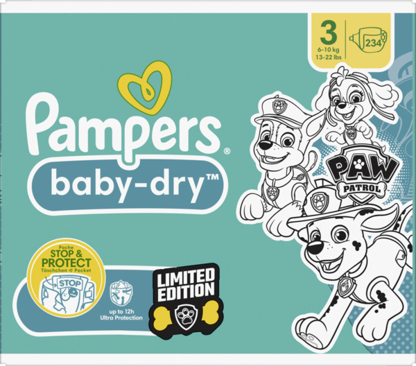 Bild 1 von Pampers Baby dry Windeln Gr.3 Midi (6-10 kg) Monatsbox Paw Patrol