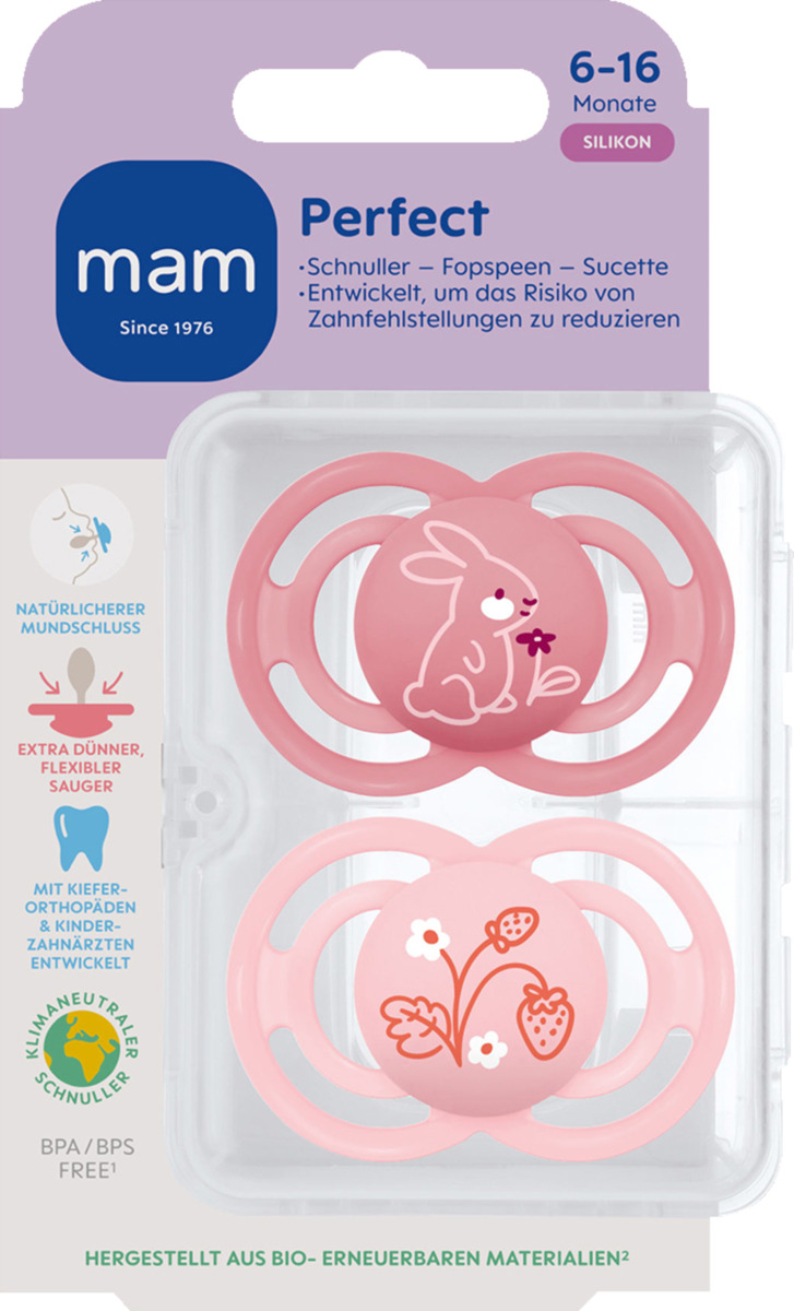 Bild 1 von MAM Schnuller Perfect Silikon 6-16 pink