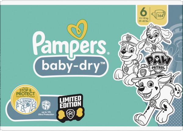 Bild 1 von Pampers Baby dry Windeln Gr. 6 Extra Large (13-18 kg) Monatsbox Paw Patrol 164ST