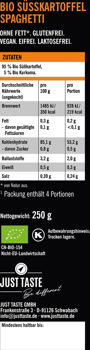 Bild 2 von Just Taste Bio Süßkartoffel Spaghetti
