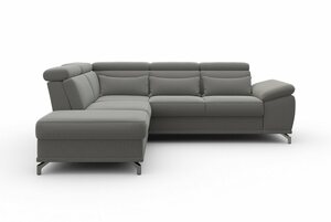 Sit&more Ecksofa Cabrio, mit Sitztiefenverstellung und Federkern, 3 Nierenkissen, Grau