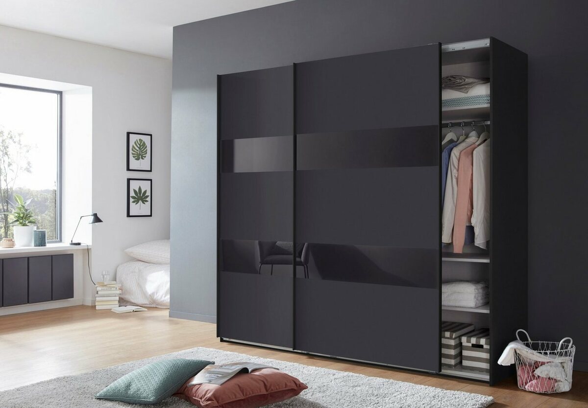 Bild 1 von Wimex Schwebetürenschrank Altona mit Glaselementen und zusätzlichen Einlegeböden, Grau