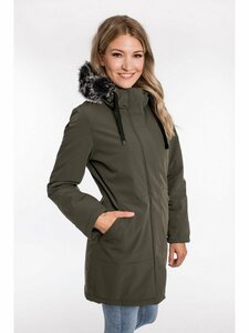 DEPROC Active Parka DIAMOND PEAK Women mit abnehmbarem Kunstfellbesatz, Grün