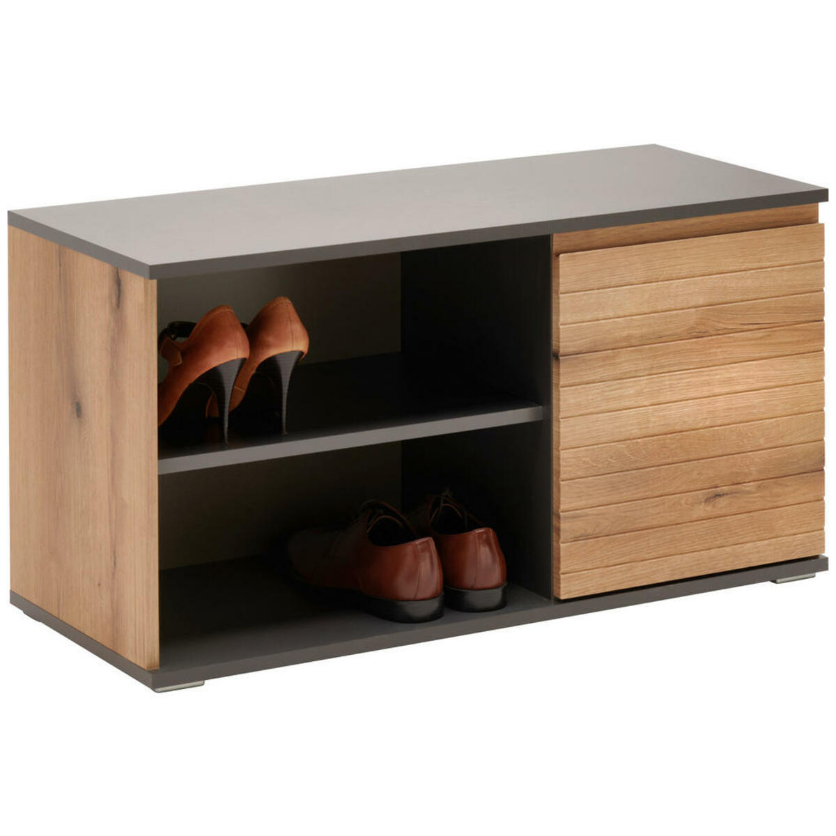 Bild 1 von Xora Garderobenbank, Anthrazit, Eiche, Kunststoff, 2-Sitzer, 90x47x38 cm, Garderobe, Garderobenbänke