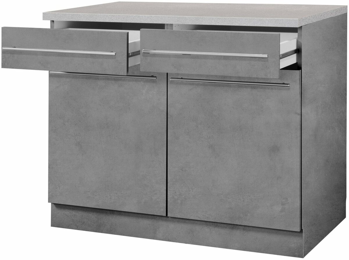 Bild 1 von Wiho Küchen Unterschrank Chicago 100 cm breit, 2 Schubkästen und 2 Türen, für viel Stauraum, Grau
