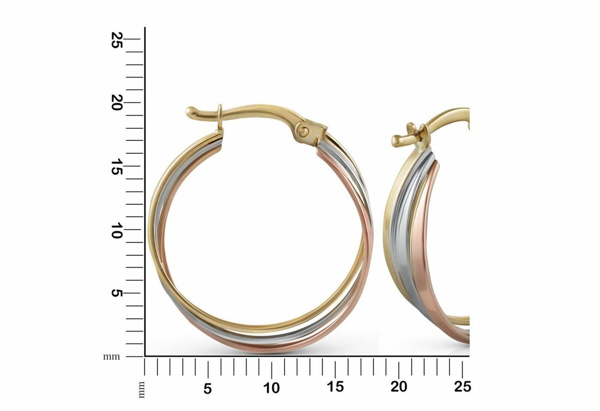 Bild 1 von Fascination by Ellen K. Paar Creolen Gold 585 dreifarbig, Bunt