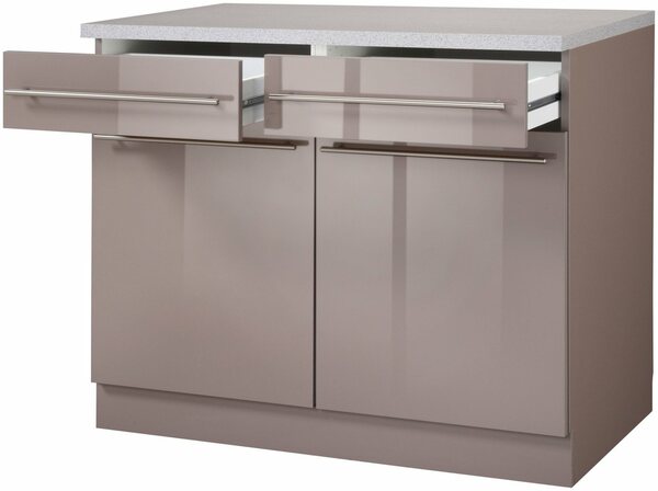 Bild 1 von Wiho Küchen Unterschrank Chicago 100 cm breit, 2 Schubkästen und 2 Türen, für viel Stauraum, Braun|grau