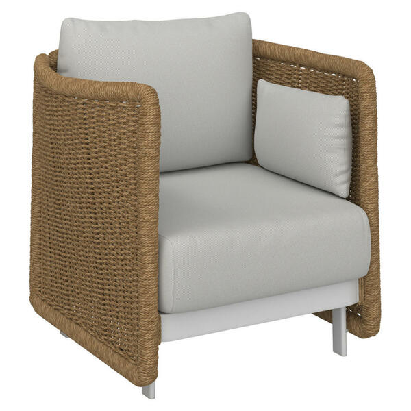 Bild 1 von Amatio Loungesessel, Natur, Weiß, Beige, Metall, Kunststoff, Textil, Füllung: Schaumstoff, eckig, 97x73x87 cm, Loungemöbel, Lounge-Sessel