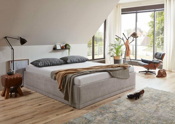 Bild 1 von Westfalia Schlafkomfort Polsterbett Texel, Standardhöhe mit Zierkissen, Bettkasten bei Ausführung mit Matratze, Beige