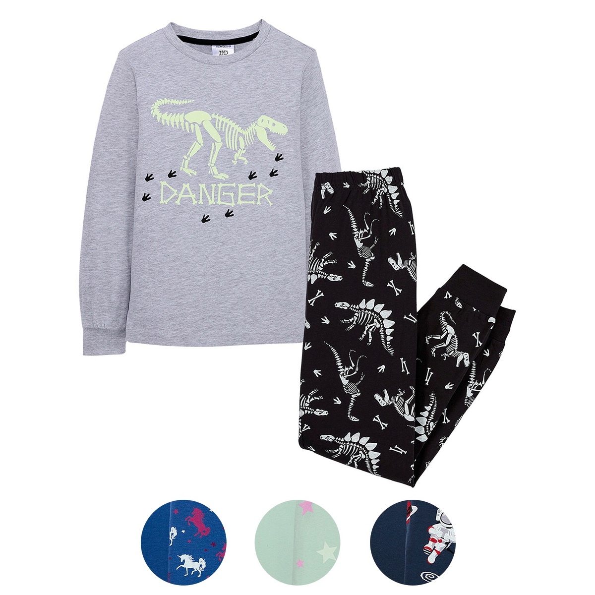 Bild 1 von LILY & DAN Kinder Winter-Pyjama „Glow in the Dark“