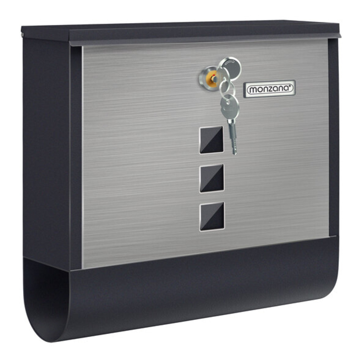 Bild 1 von Briefkasten mit Zeitungsrohr, schwarz-silber