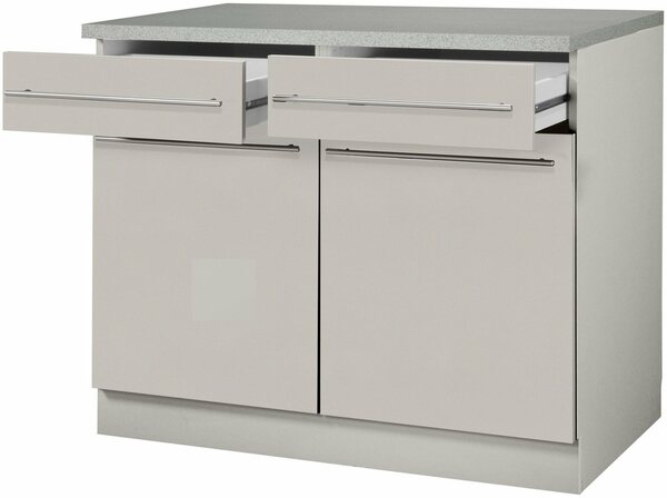 Bild 1 von Wiho Küchen Unterschrank Chicago 100 cm breit, 2 Schubkästen und 2 Türen, für viel Stauraum, Beige|grau