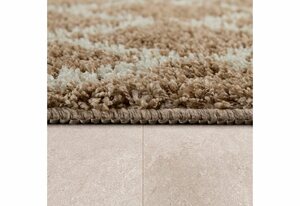 Badematte Side 506 Paco Home, Höhe 24 mm, rutschhemmend beschichtet, fußbodenheizungsgeeignet, Polypropylen, rund, Badteppich, Rauten Design, waschbar, rechteckig & rund erhältlich, Beige