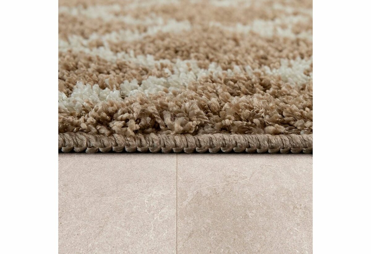 Bild 1 von Badematte Side 506 Paco Home, Höhe 24 mm, rutschhemmend beschichtet, fußbodenheizungsgeeignet, Polypropylen, rund, Badteppich, Rauten Design, waschbar, rechteckig & rund erhältlich, Beige