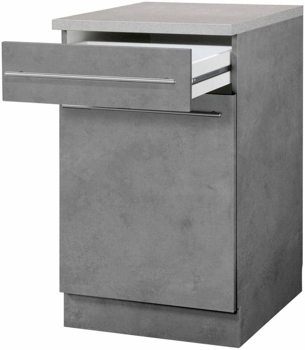 Bild 1 von Wiho Küchen Unterschrank Chicago 40 cm breit, 1 Schubkasten und 1 Tür, Grau