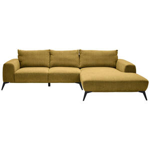 Stylife Ecksofa, Dunkelgelb, Textil, 3-Sitzer, Füllung: Schaumstoff, Ottomane rechts, L-Form, 298x187 cm, Stoffauswahl, seitenverkehrt erhältlich, Hocker erhältlich, Wohnzimmer, Sofas & Couches, W