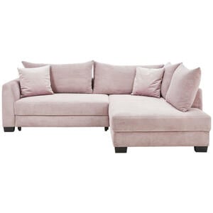 Carryhome Ecksofa, Rosa, Textil, Buche, massiv, 5-Sitzer, Füllung: Schaumstoff, Silikon,Schaumstoff, Silikon, L-Form, einmalig seitenverkehrt montierbar, 267x181 cm, Fußauswahl, Liegefunktion, Rüc