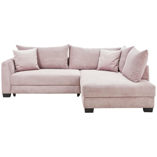 Bild 1 von Carryhome Ecksofa, Rosa, Textil, Buche, massiv, 5-Sitzer, Füllung: Schaumstoff, Silikon,Schaumstoff, Silikon, L-Form, einmalig seitenverkehrt montierbar, 267x181 cm, Fußauswahl, Liegefunktion, Rüc