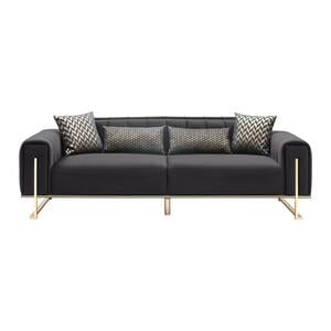 3-Sitzer-Sofa Tesla in Schwarz/Goldfarben, Schwarz