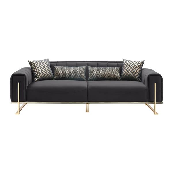 Bild 1 von 3-Sitzer-Sofa Tesla in Schwarz/Goldfarben, Schwarz