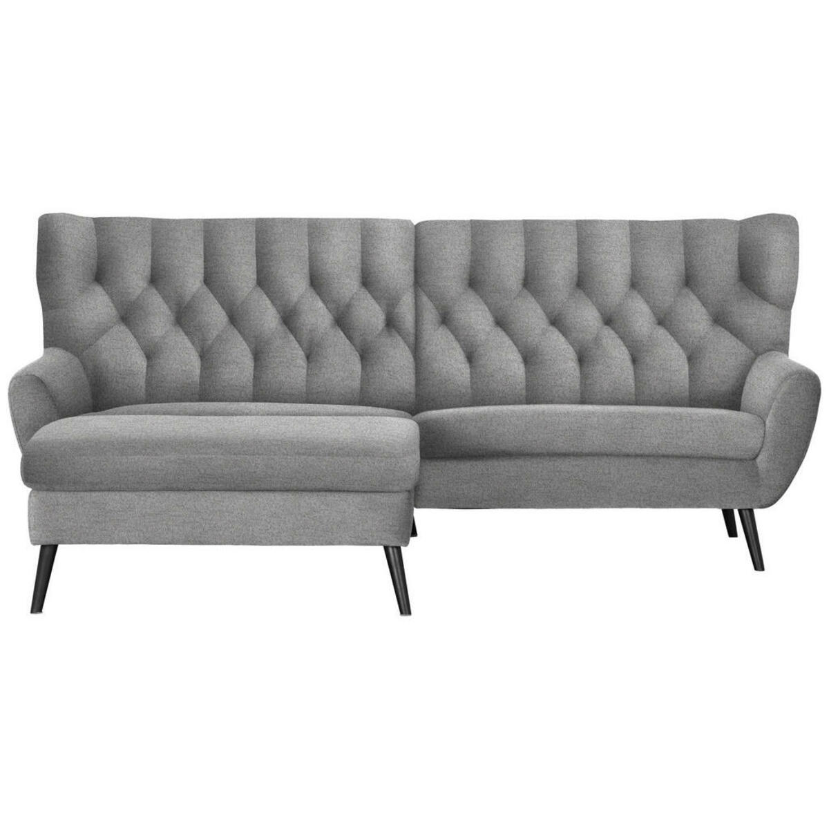 Bild 1 von Stylife Ecksofa, Grau, Textil, Buche, vollmassiv, Uni, 4-Sitzer, Ottomane links, L-Form, 237x165 cm, Typenauswahl, Stoffauswahl, seitenverkehrt erhältlich, Rücken echt, Armteil links, rechts, Wohnz