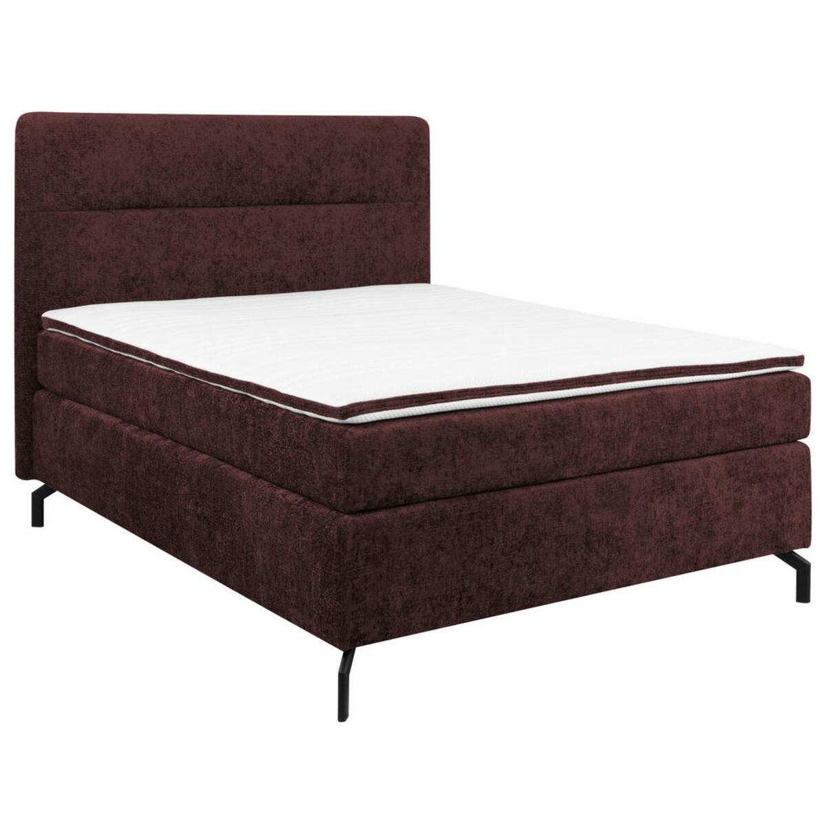 Bild 1 von Esposa Boxspringbett, Dunkelrot, Textil, H2, Höhe ca. 17 cm, 140x200 cm, Stoffauswahl, Topper durchgehend, Matratze in verschiedenen Härtegraden erhältlich, Schlafzimmer, Betten, Boxspringbetten
